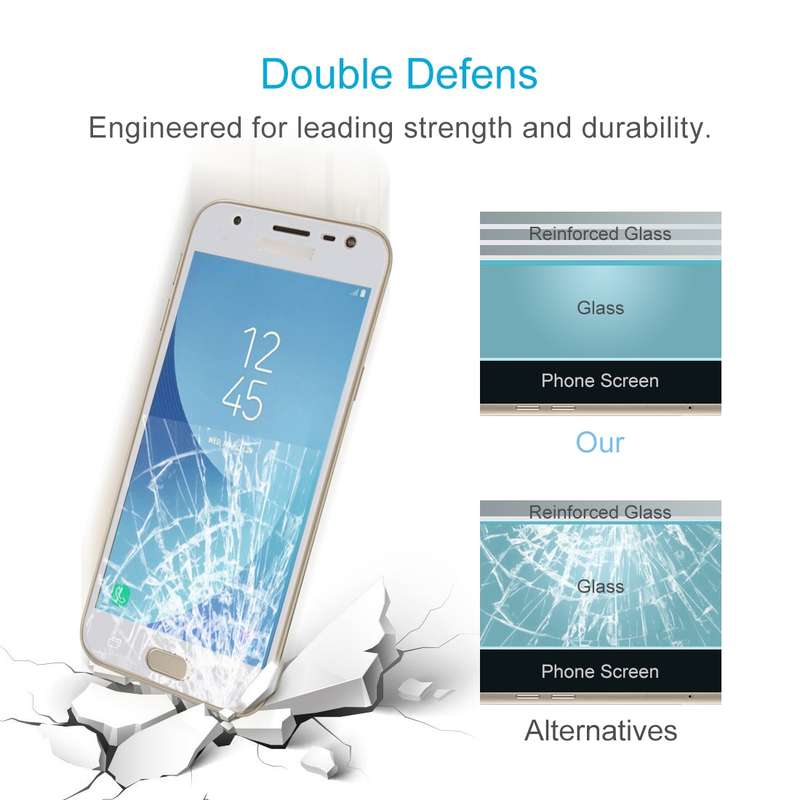 For Galaxy J3 (2017) (EU Version) 0.26mm 9H Surface Hardness 2.5D Curved Silk-screen Full Screen Tem