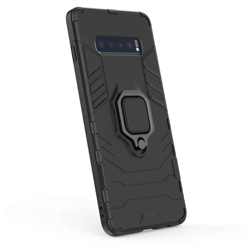 PC + TPU Shockproof Protective Case for Samsung Galaxy S10 Plus, with Magnetic Ring Holder(Red)