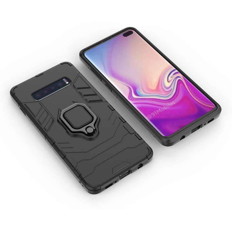 PC + TPU Shockproof Protective Case for Samsung Galaxy S10 Plus, with Magnetic Ring Holder(Red)
