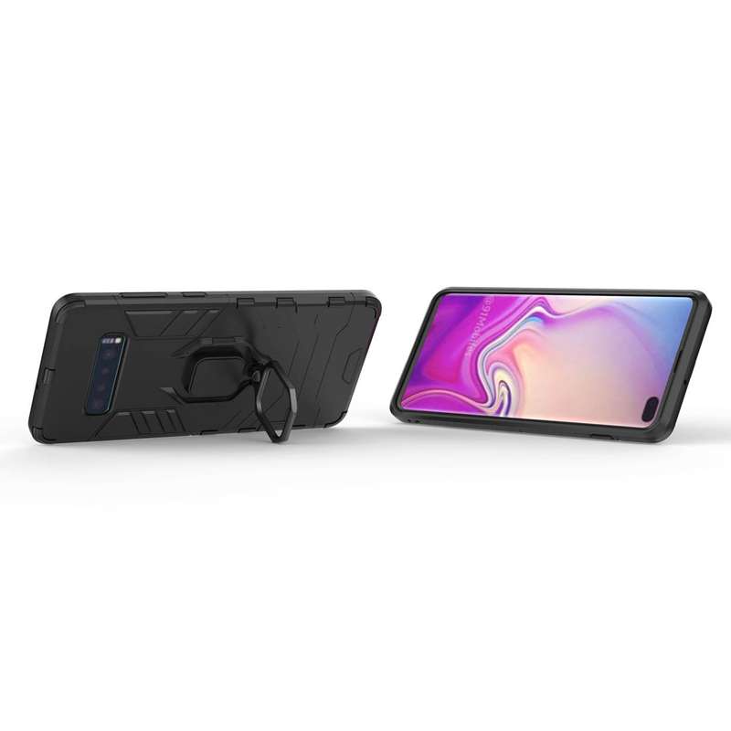 PC + TPU Shockproof Protective Case for Samsung Galaxy S10 Plus, with Magnetic Ring Holder(Red)