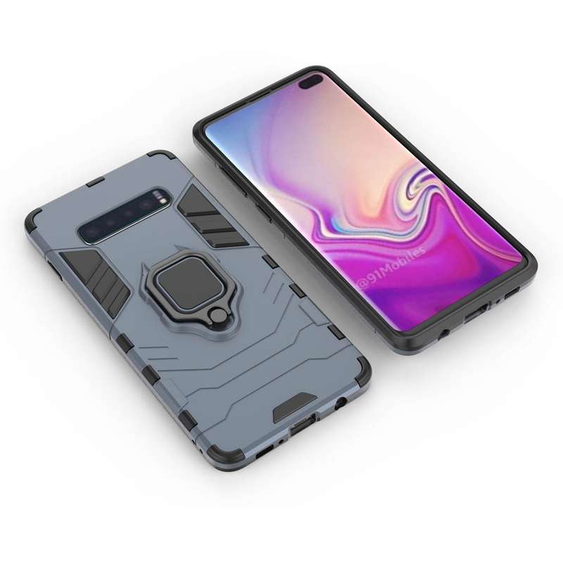 PC + TPU Shockproof Protective Case for Samsung Galaxy S10 Plus, with Magnetic Ring Holder(Red)