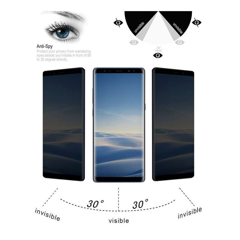 For Galaxy Note 8 0.26mm 9H Surface Hardness 3D Curved Privacy Anti-glare Non-full Screen Tempered G