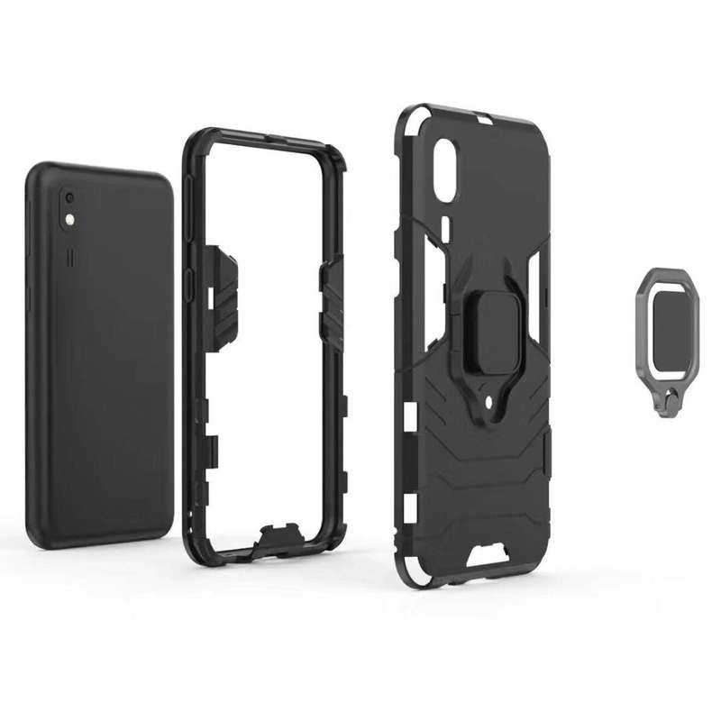 PC + TPU Shockproof Protective Case for Galaxy A2 Core, with Magnetic Ring Holder (Navy Blue)