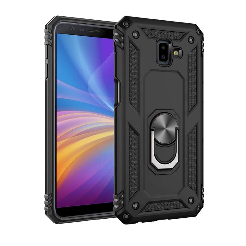 Armor Shockproof TPU + PC Protective Case for Galaxy J6 Plus, with 360 Degree Rotation Holder(Black)