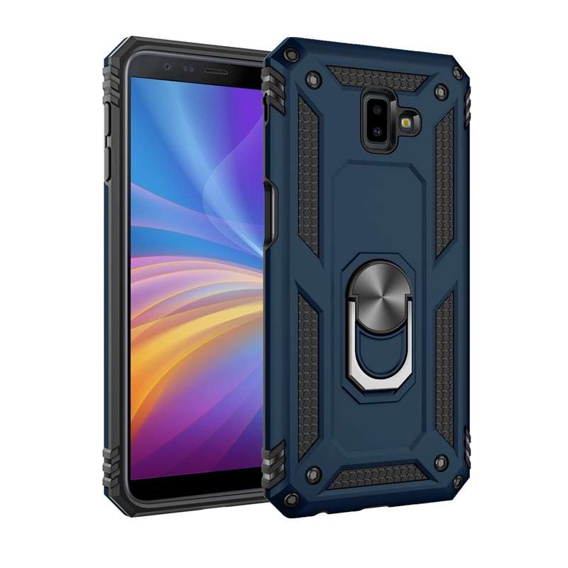 Armor Shockproof TPU + PC Protective Case for Galaxy J6 Plus, with 360 Degree Rotation Holder(Black)