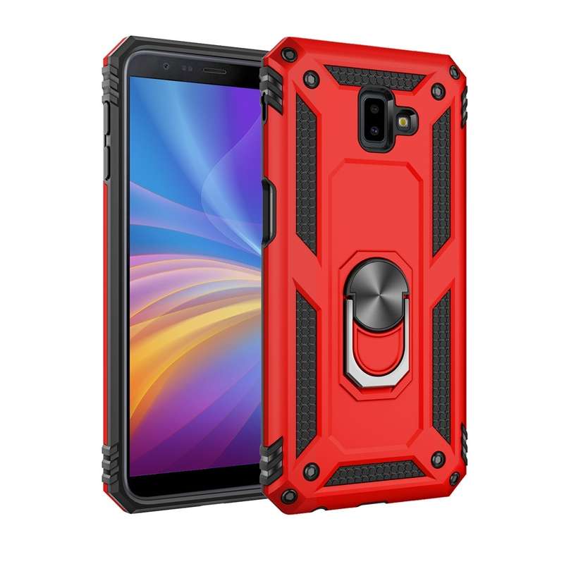 Armor Shockproof TPU + PC Protective Case for Galaxy J6 Plus, with 360 Degree Rotation Holder(Black)