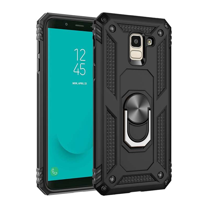 Armor Shockproof TPU + PC Protective Case for Galaxy J6 (2018), with 360 Degree Rotation Holder(Blac