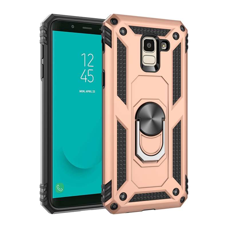 Armor Shockproof TPU + PC Protective Case for Galaxy J6 (2018), with 360 Degree Rotation Holder(Blac