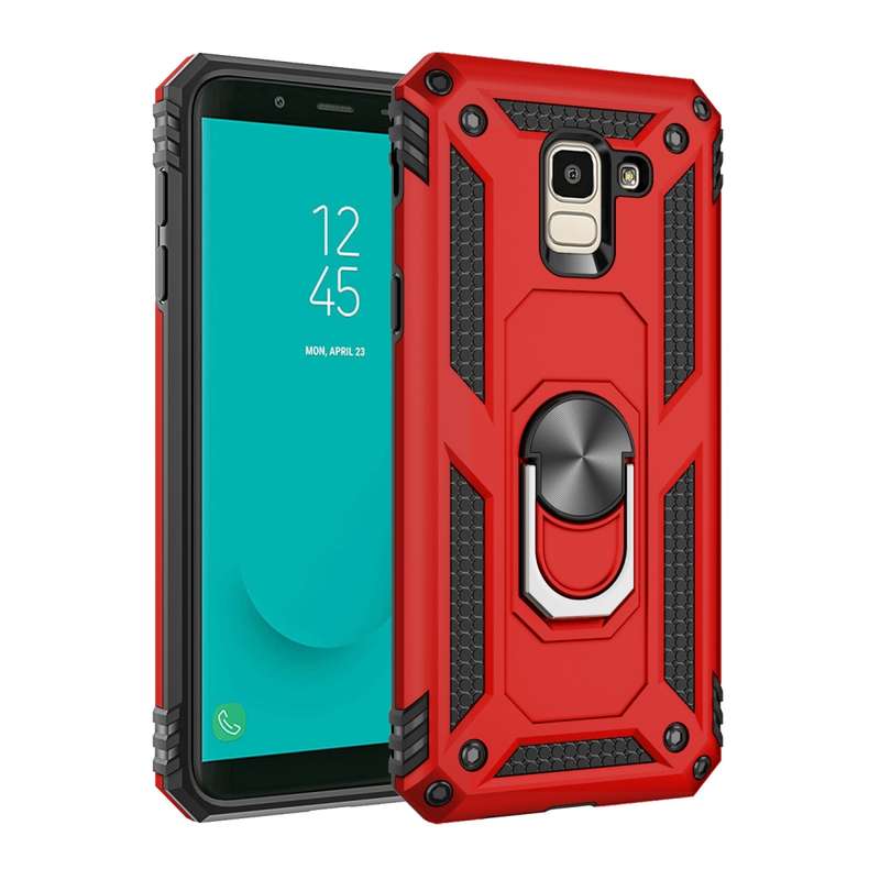 Armor Shockproof TPU + PC Protective Case for Galaxy J6 (2018), with 360 Degree Rotation Holder(Blac