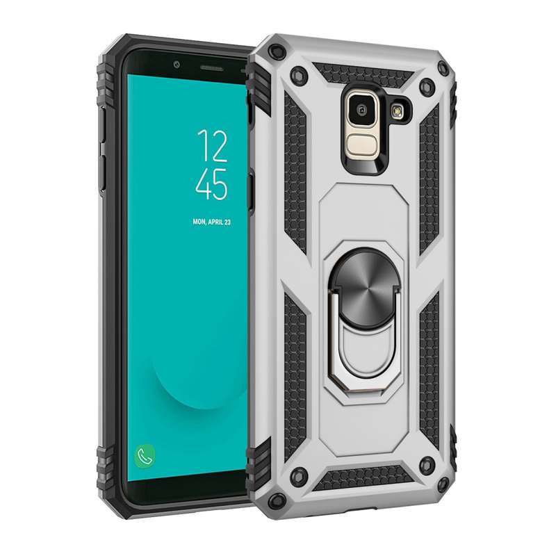 Armor Shockproof TPU + PC Protective Case for Galaxy J6 (2018), with 360 Degree Rotation Holder(Blac