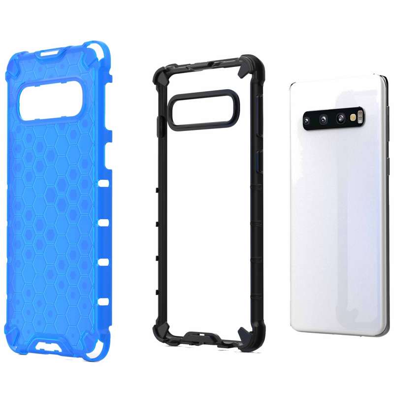 Honeycomb Shockproof PC + TPU Case for Galaxy S10 (Black)