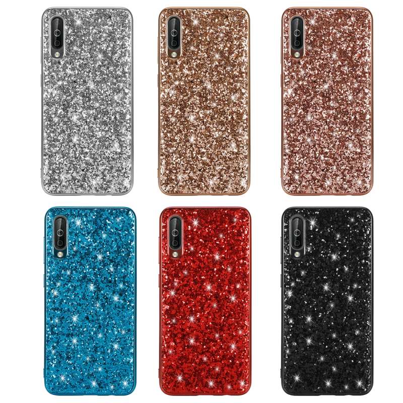 Glittery Powder Shockproof TPU Case for Galaxy A50(Gold)
