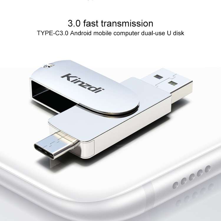 Kinzdi 32GB USB 3.0 + Type-C 3.0 Interface Metal Twister Flash Disk V11 (Silver)