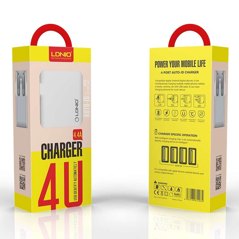 LDNIO A4403 4.4A 4 x USB Ports Smart Travel Charger, AU Plug