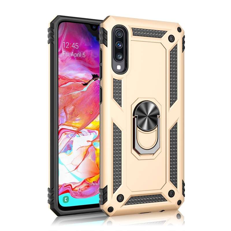 Armor Shockproof TPU + PC Protective Case for Galaxy A70, with 360 Degree Rotation Holder (Black)