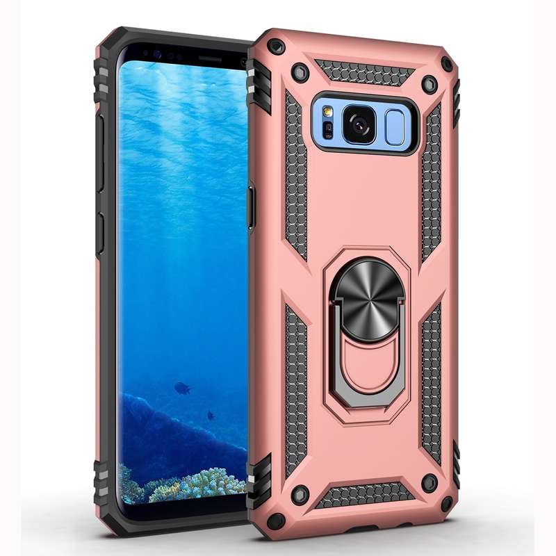 Armor Shockproof TPU + PC Protective Case for Galaxy S8 Plus, with 360 Degree Rotation Holder(Blue)