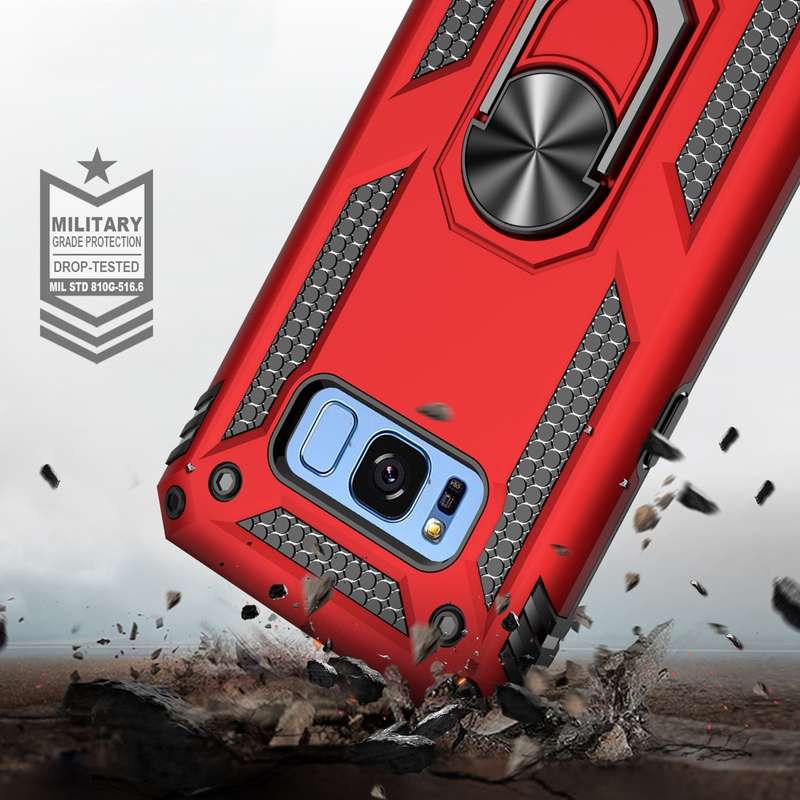 Armor Shockproof TPU + PC Protective Case for Galaxy S8 Plus, with 360 Degree Rotation Holder(Blue)