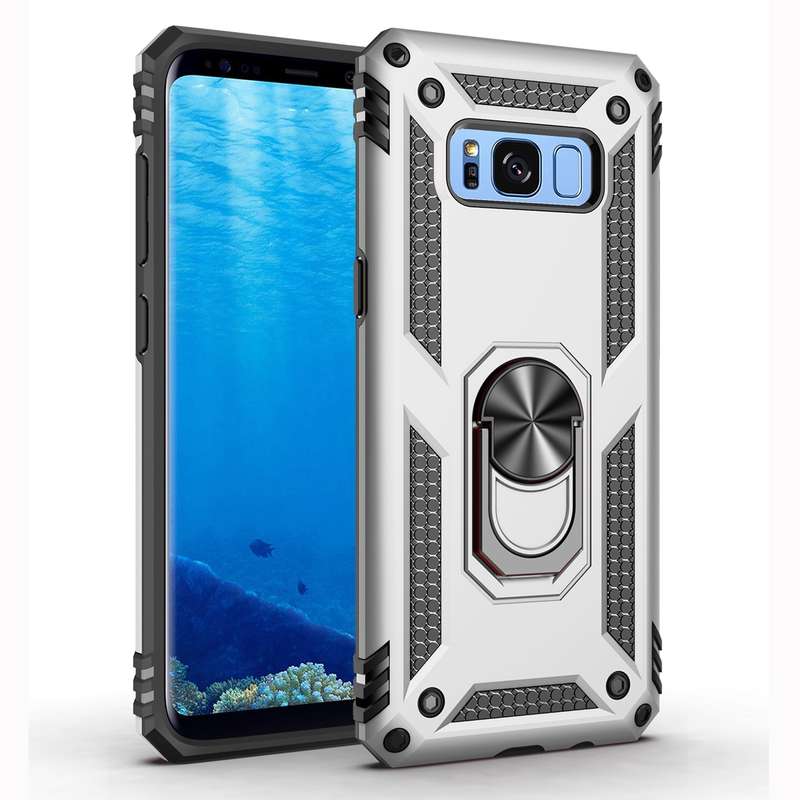 Armor Shockproof TPU + PC Protective Case for Galaxy S8 Plus, with 360 Degree Rotation Holder(Blue)