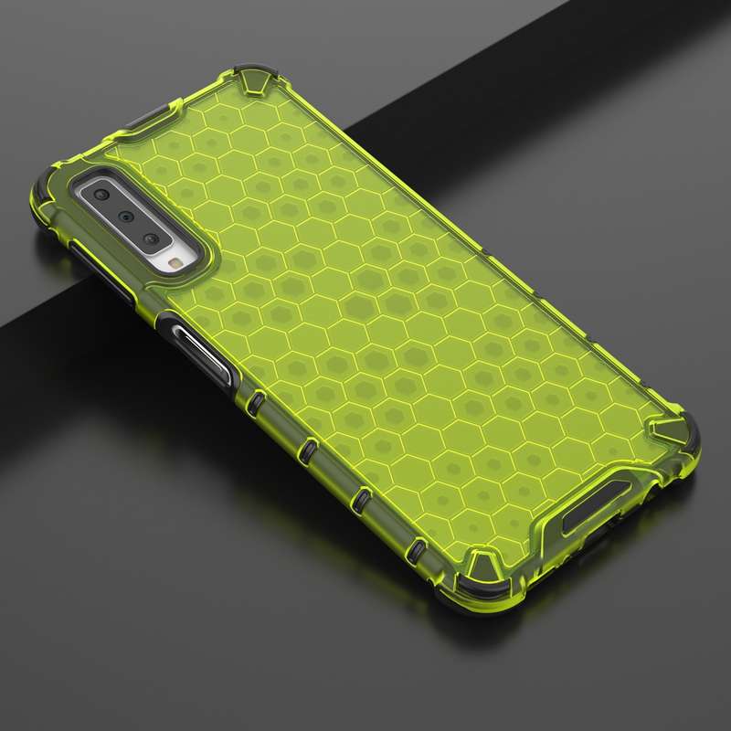 Shockproof Honeycomb PC + TPU Case for Galaxy A7 (2018) (Green)