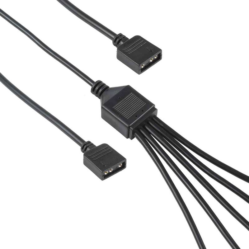 3 Pin 5V 1 to 5 Motherboard AURA RGB PC Cooling Extension Cable for Asus (Black)