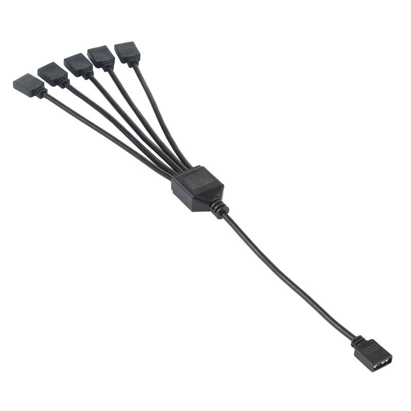 3 Pin 5V 1 to 4 Motherboard AURA RGB PC Cooling Extension Cable for Asus (Black)