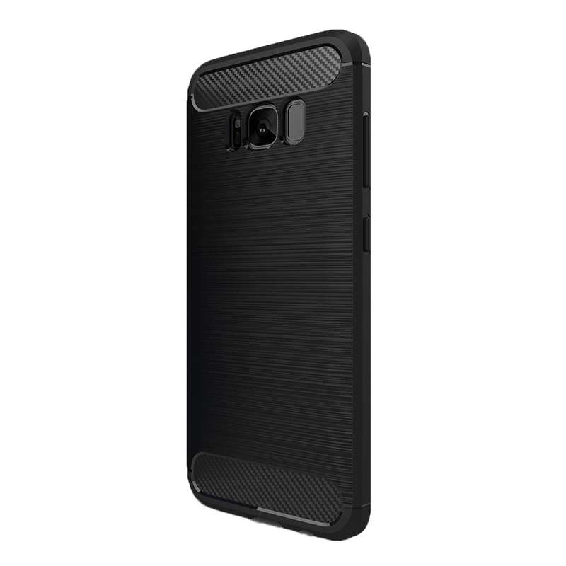 For Galaxy S8 Brushed Carbon Fiber Texture Shockproof TPU Protective Cover Case (Black)