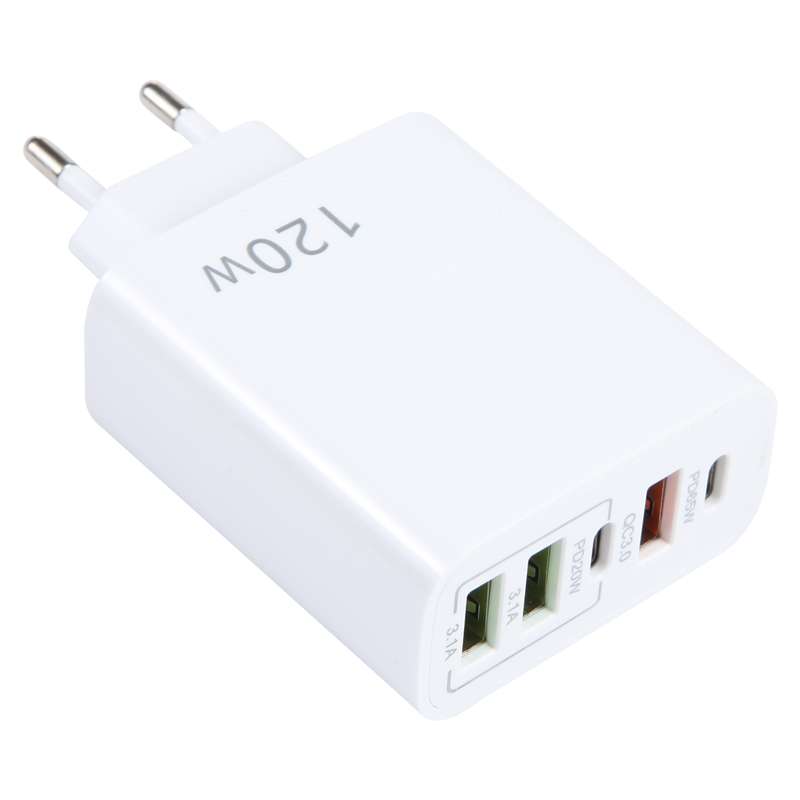 120W Dual PD Type-C + 3 x USB Multi Port Charger, US Plug