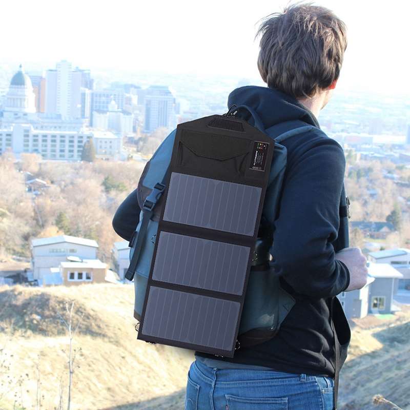 ALLPOWERS Solar Battery Charger Portable 5V 15W Dual USB+ Type-C Portable Solar Panel Charger Outdoo