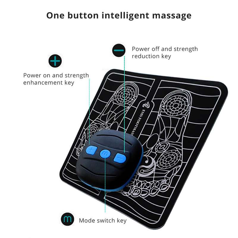 EMS Rechargeable Pulse Foot Massage Machine Foot Pad Physical Therapy with Remote Control