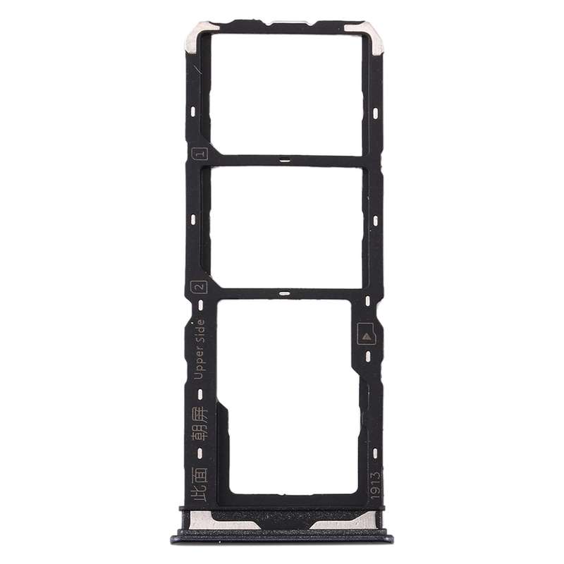 For Vivo Y7s SIM Card Tray + SIM Card Tray + Micro SD Card Tray (Black)