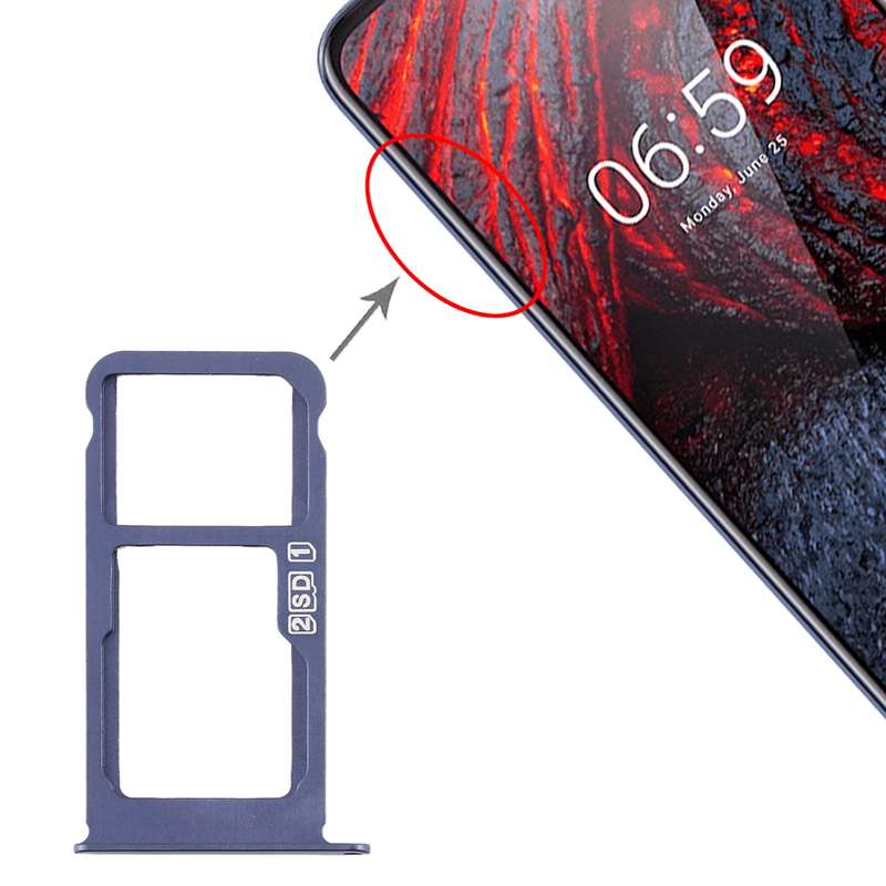 SIM Card Tray + SIM Card Tray / Micro SD Card Tray for Nokia X6 (2018) / TA-1099 / 6.1 Plus (Black)