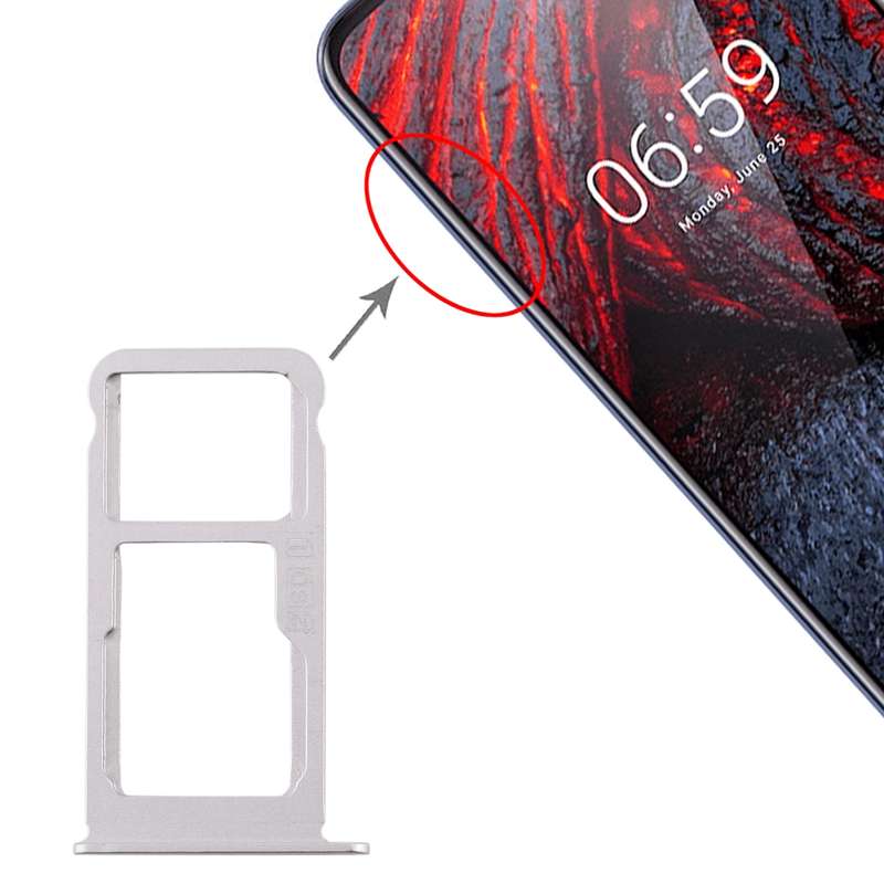 SIM Card Tray + SIM Card Tray / Micro SD Card Tray for Nokia X6 (2018) / TA-1099 / 6.1 Plus (Black)