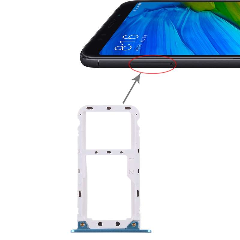 2 SIM Card Tray / Micro SD Card Tray for Xiaomi Redmi 5 Plus(Black)