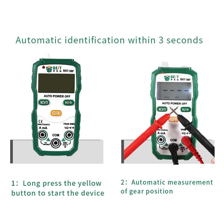 BEST BST-58F Full Automatic Range Multimeter Without Shift Intelligent Identification Digital Multim