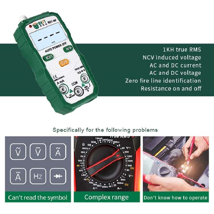 BEST BST-58F Full Automatic Range Multimeter Without Shift Intelligent Identification Digital Multim