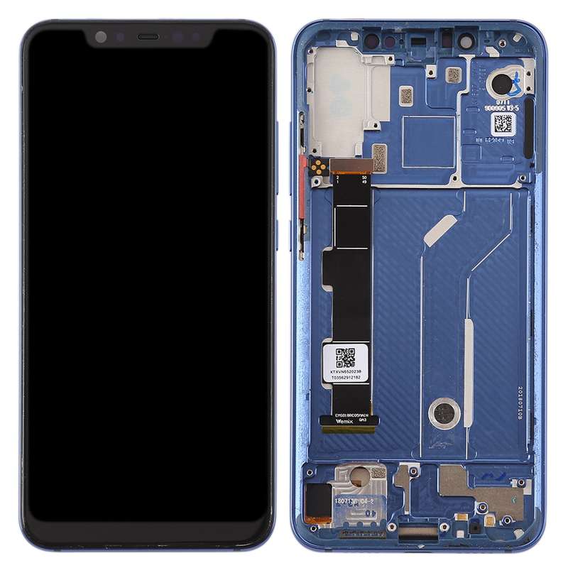 LCD Screen and Digitizer Full Assembly with Frame & Side Keys for Xiaomi Mi 8(Blue)