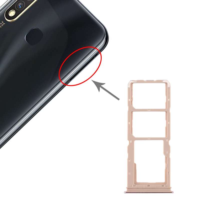 For vivo Y5s SIM Card Tray + SIM Card Tray + Micro SD Card Tray (Gold)