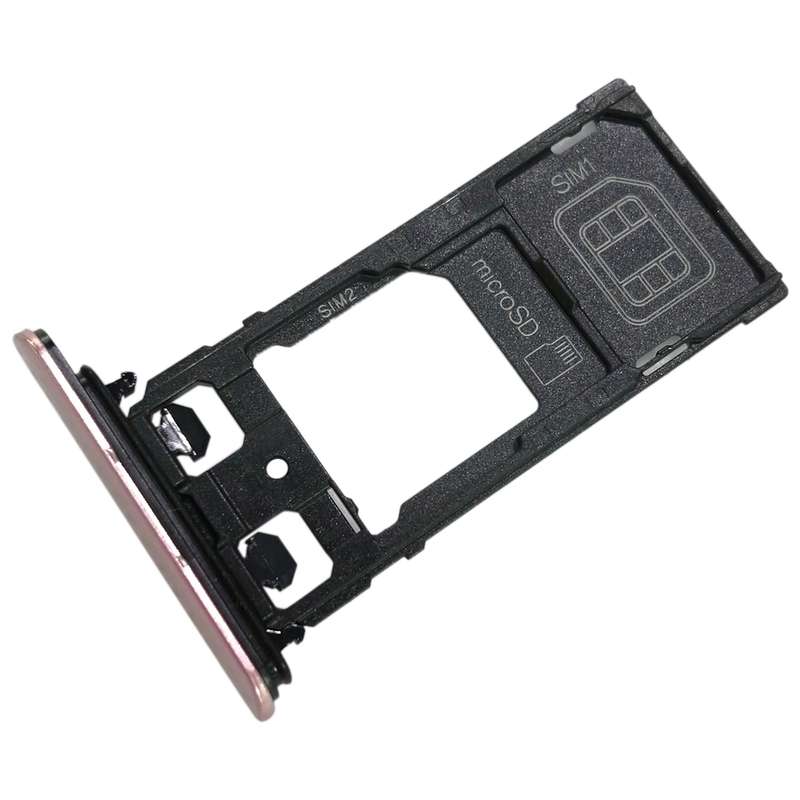 SIM1 Card Tray + SIM2 Card / Micro SD Card Tray for Sony Xperia XZ(Pink)