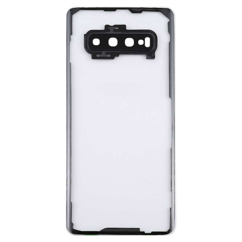 For Samsung Galaxy S10+ SM-G9750 G975F Transparent Battery Back Cover with Camera Lens Cover (Transp