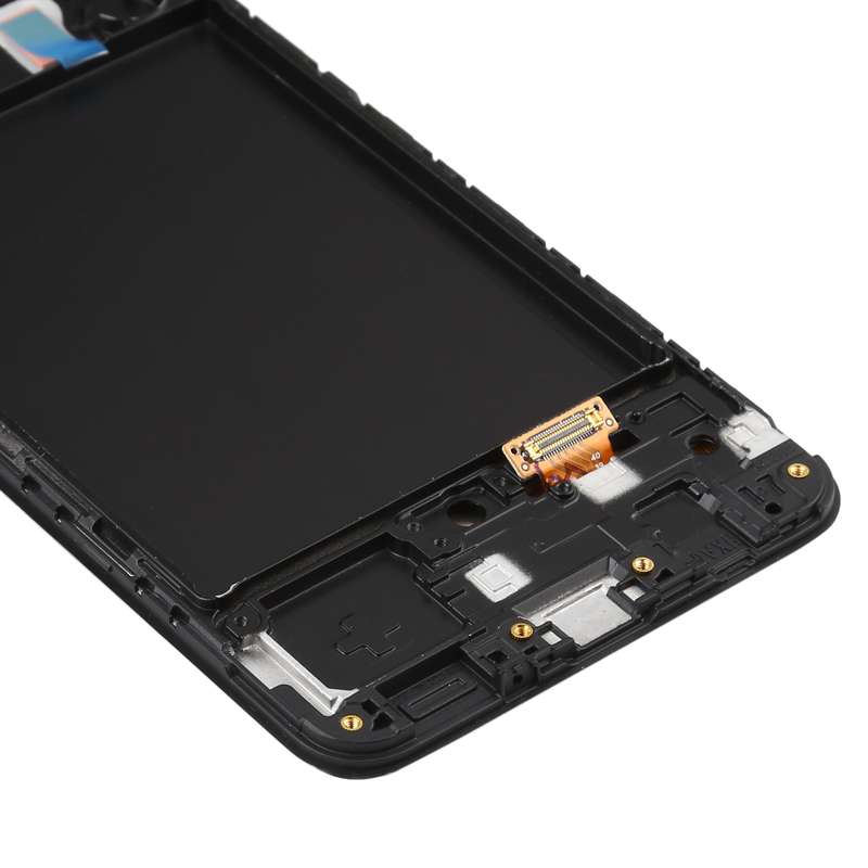 Original Super AMOLED LCD Screen for Galaxy A50 Digitizer Full Assembly with Frame(Black)