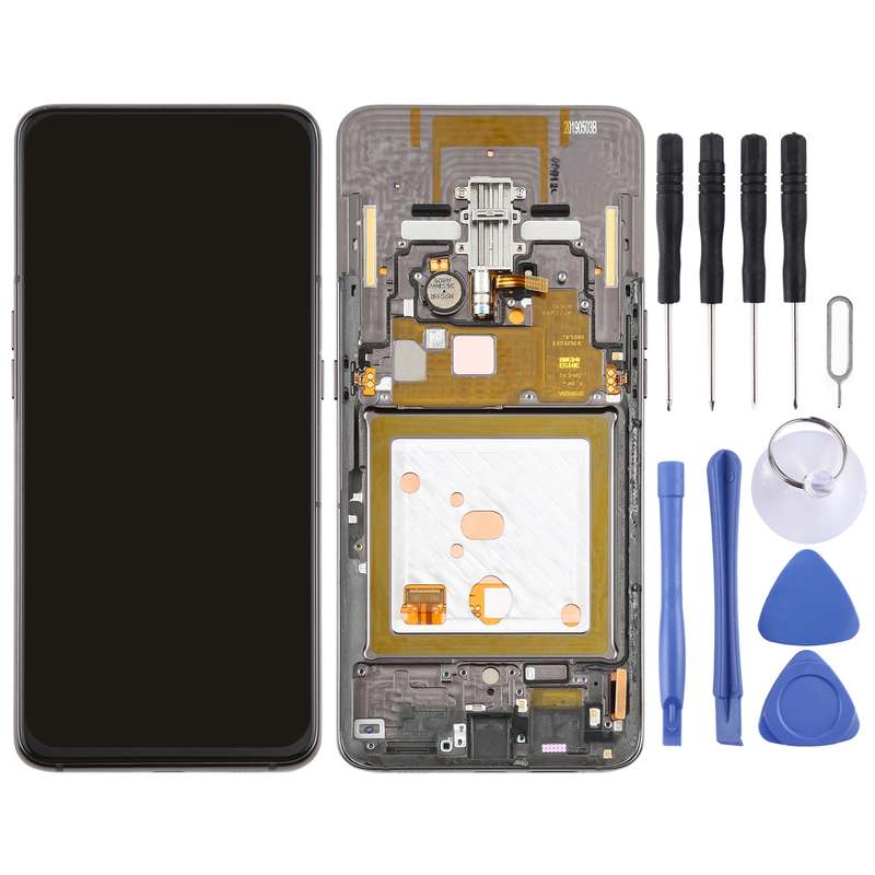 Original Super AMOLED LCD Screen for Galaxy A80 Digitizer Full Assembly with Frame (Black)