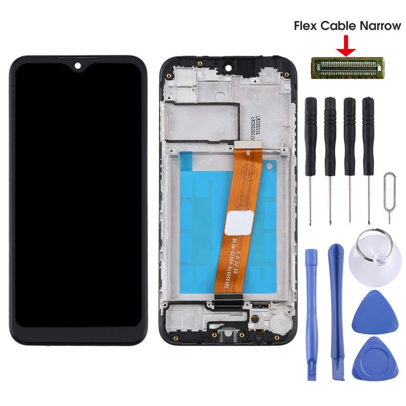 For Samsung Galaxy A01 SM-A015F OEM LCD Screen Digitizer Full Assembly with Frame, Flex Cable Narrow
