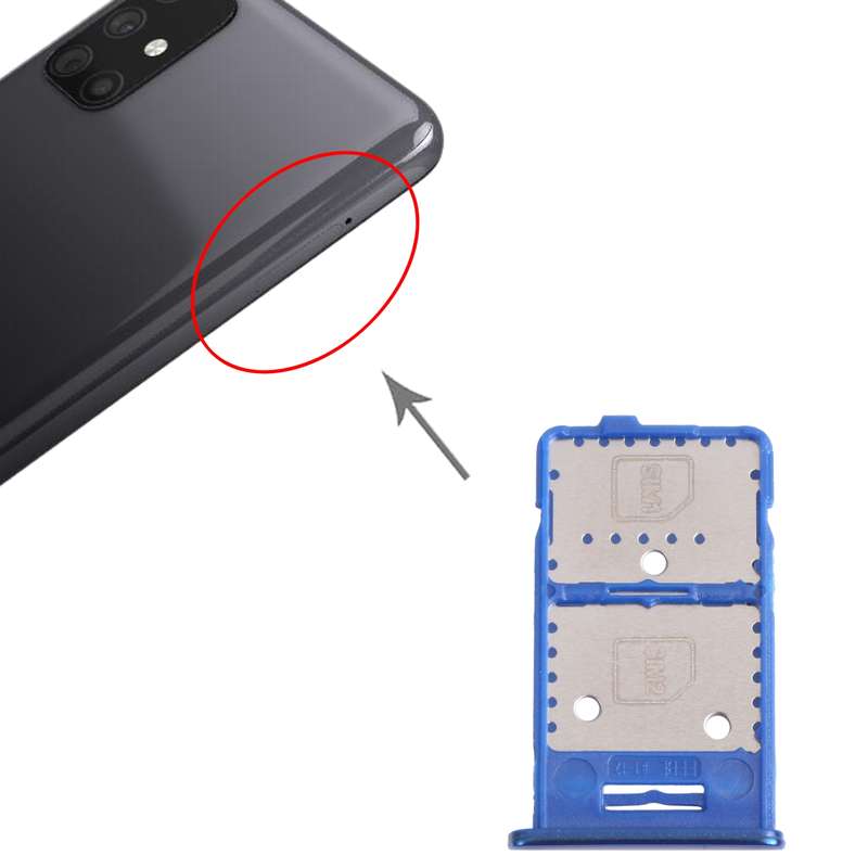 For Samsung Galaxy M12 SM-M127 SIM Card Tray + SIM Card Tray + Micro SD Card Tray (Blue)