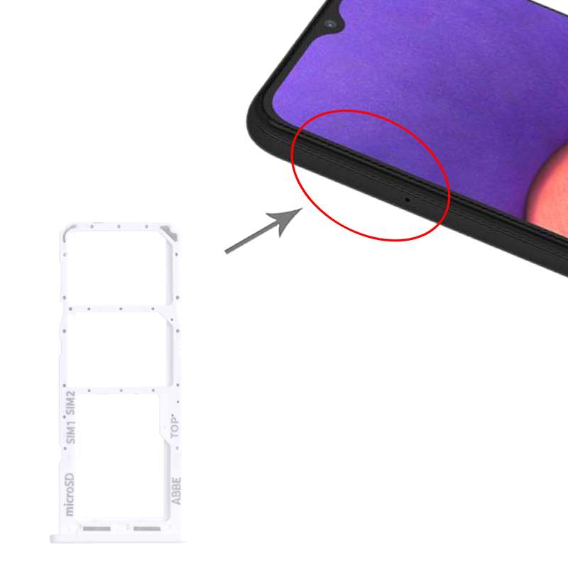 For Samsung Galaxy A22 SM-A225 SIM Card Tray + SIM Card Tray + Micro SD Card Tray (Purple)