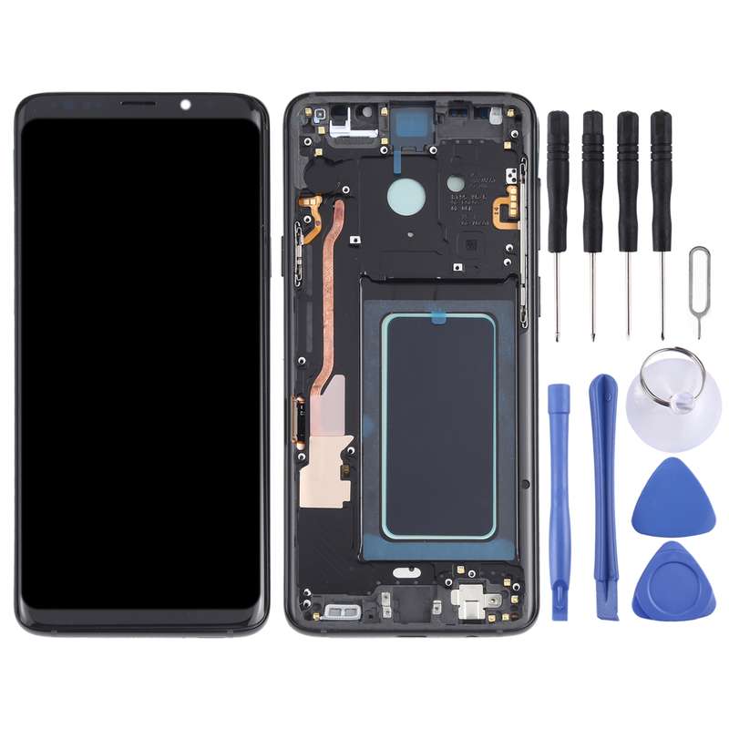OLED LCD Screen for Samsung Galaxy S9+ SM-G965 Digitizer Full Assembly with Frame (Blue)