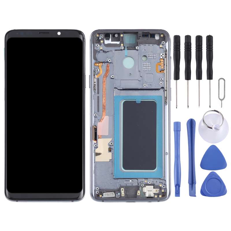 OLED LCD Screen for Samsung Galaxy S9+ SM-G965 Digitizer Full Assembly with Frame (Blue)