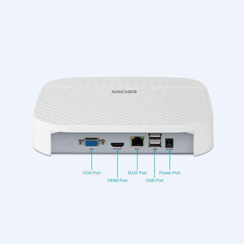 ESCAM PVR204 1080P 4CH+2CH ONVIF NVR Digital Video Recorder with 2CH Cloud Channel for IP Camera Sys