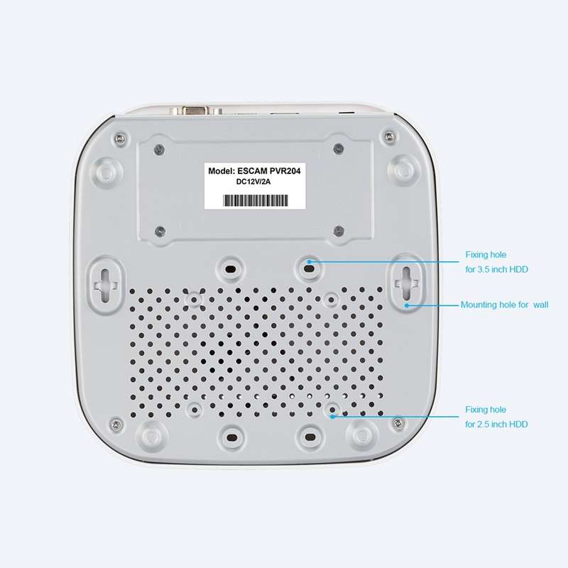 ESCAM PVR204 1080P 4CH+2CH ONVIF NVR Digital Video Recorder with 2CH Cloud Channel for IP Camera Sys