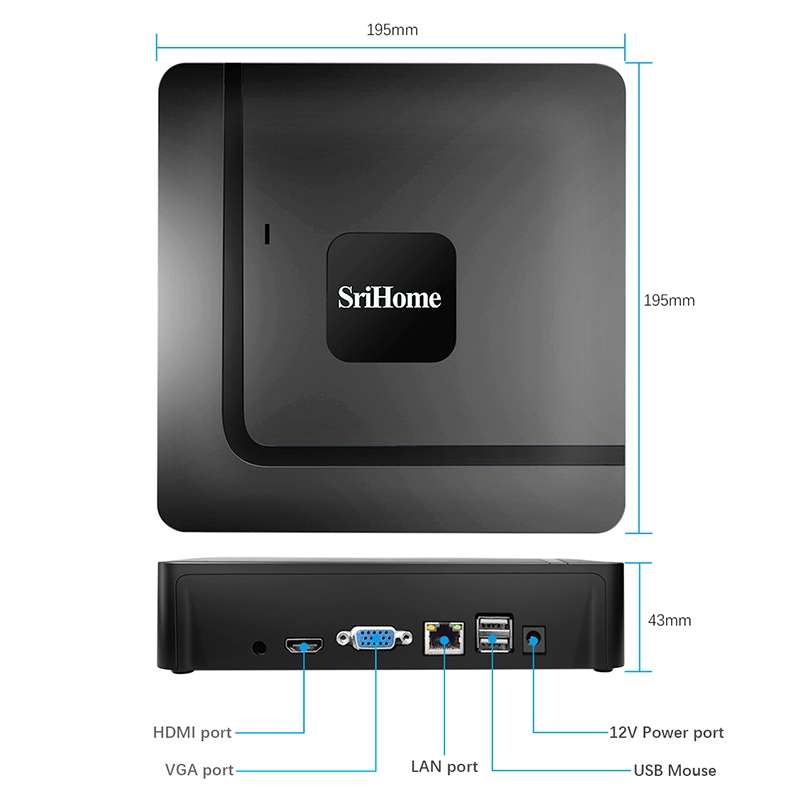 SriHome NVS003 4K Ultra HD 16 Channel Network Video Recorder, AU Plug