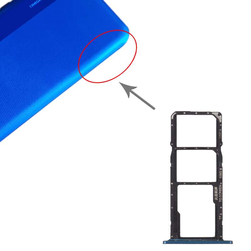 SIM Card Tray + SIM Card Tray + Micro SD Card Tray for Huawei Enjoy 9e (Blue)